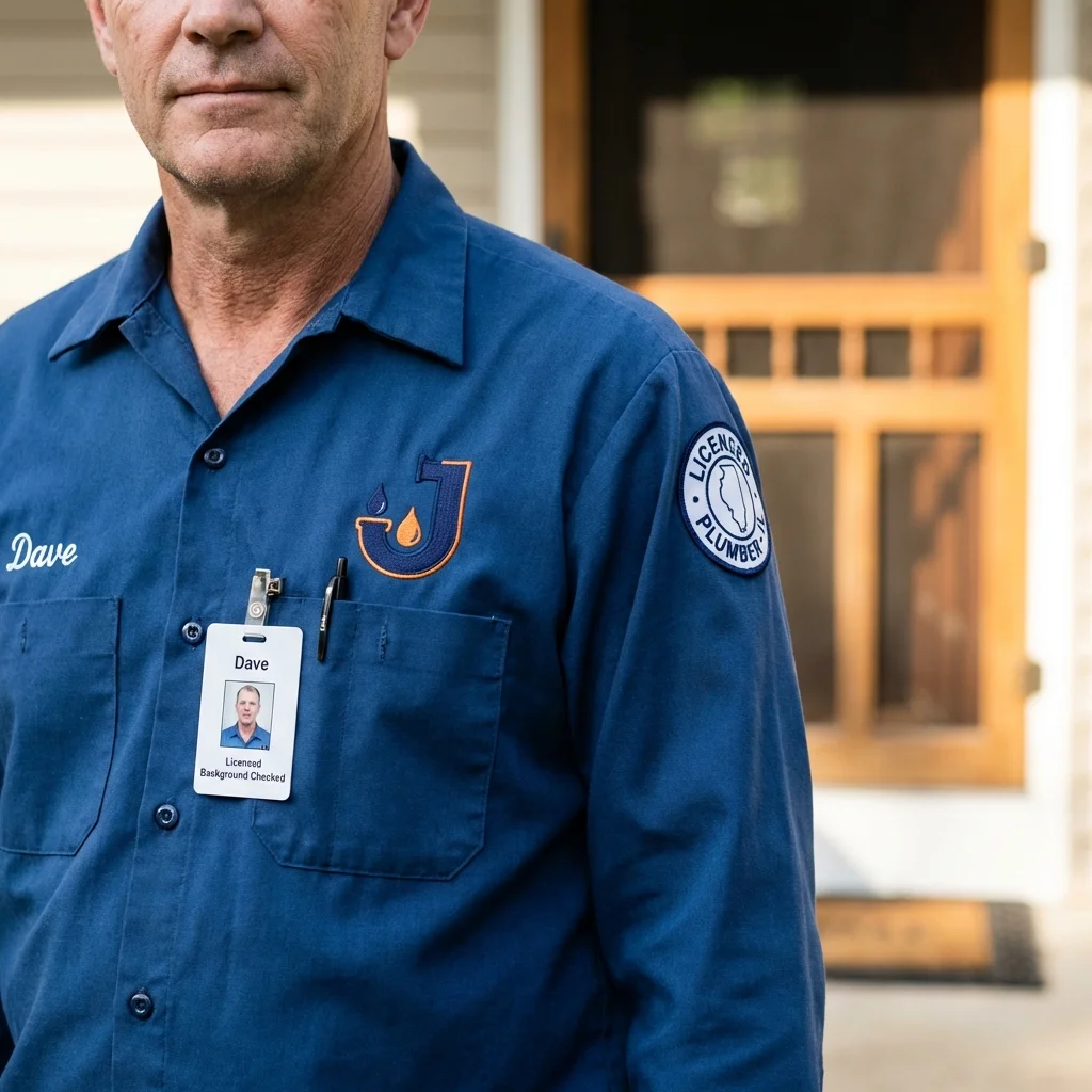 Licensed plumber showing ID badge in Pawnee City, NE