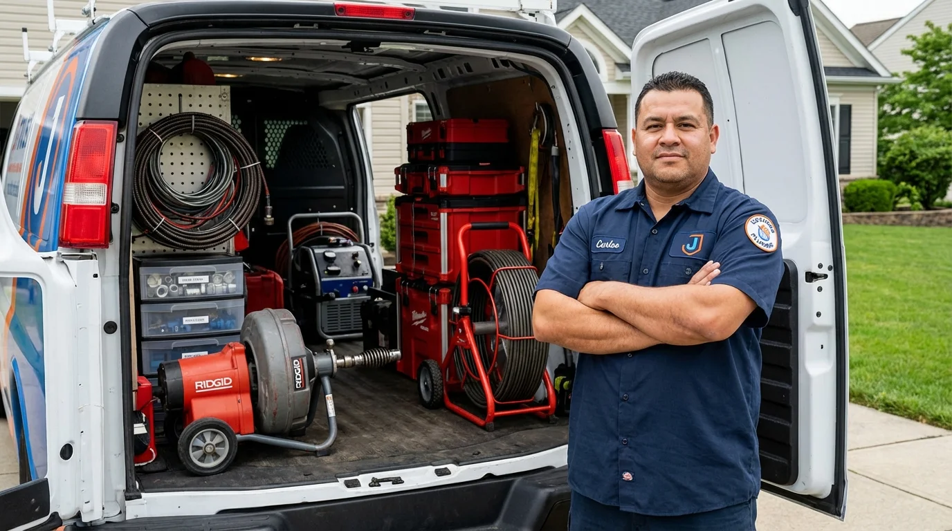 Professional drain cleaning equipment and Johns Plumbing LLC plumber in Pawnee City