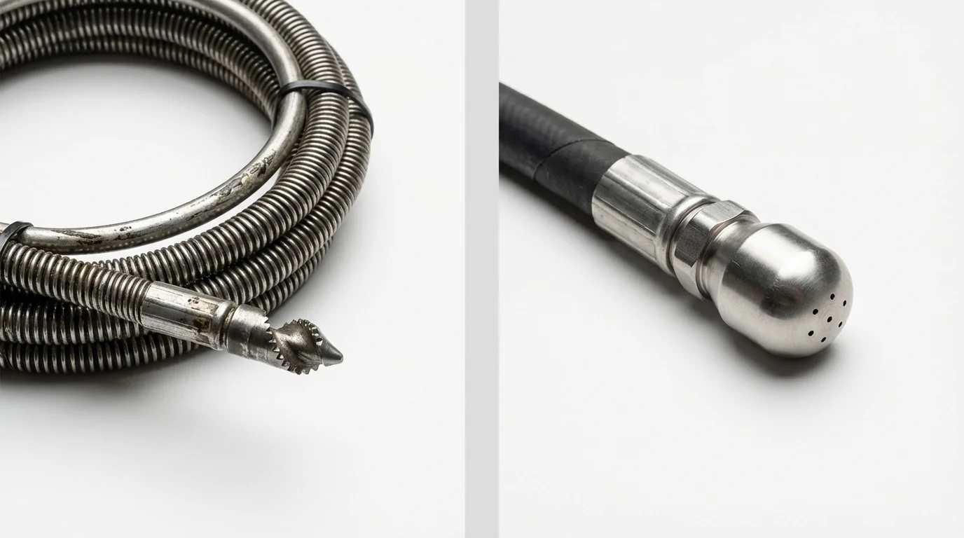Drain snake cable and hydro jetting nozzle used for drain cleaning in Pawnee City, NE