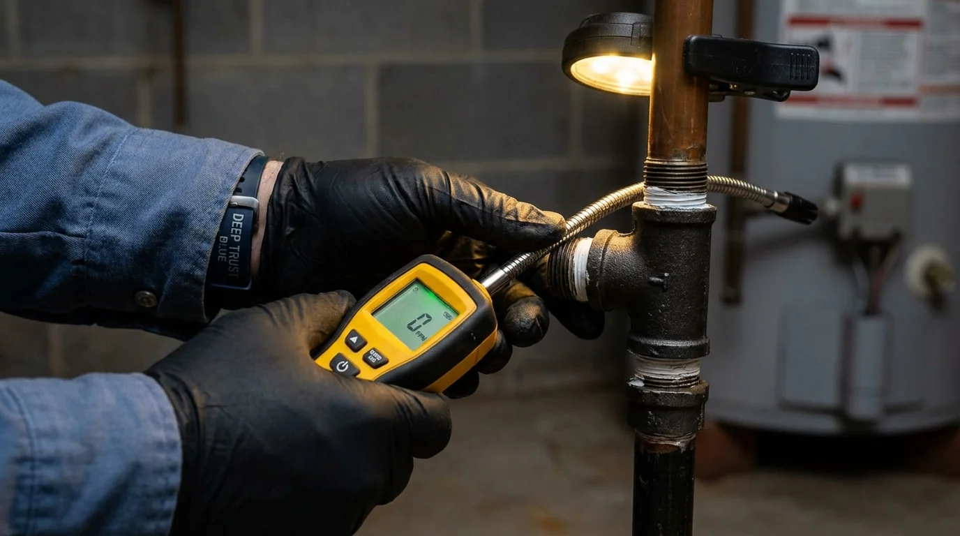 Gas leak detection with electronic sniffer by Johns Plumbing LLC in Pawnee City
